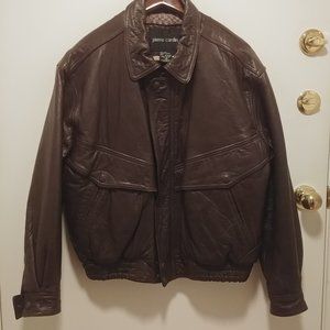 Pierre Cardin Brown Bomber Leather Jacket